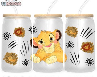 Lion King Simba Cup PNG File DIGITAL DOWNLOAD 16oz Glass Tumbler Design, 16oz Libby Cup Wrap