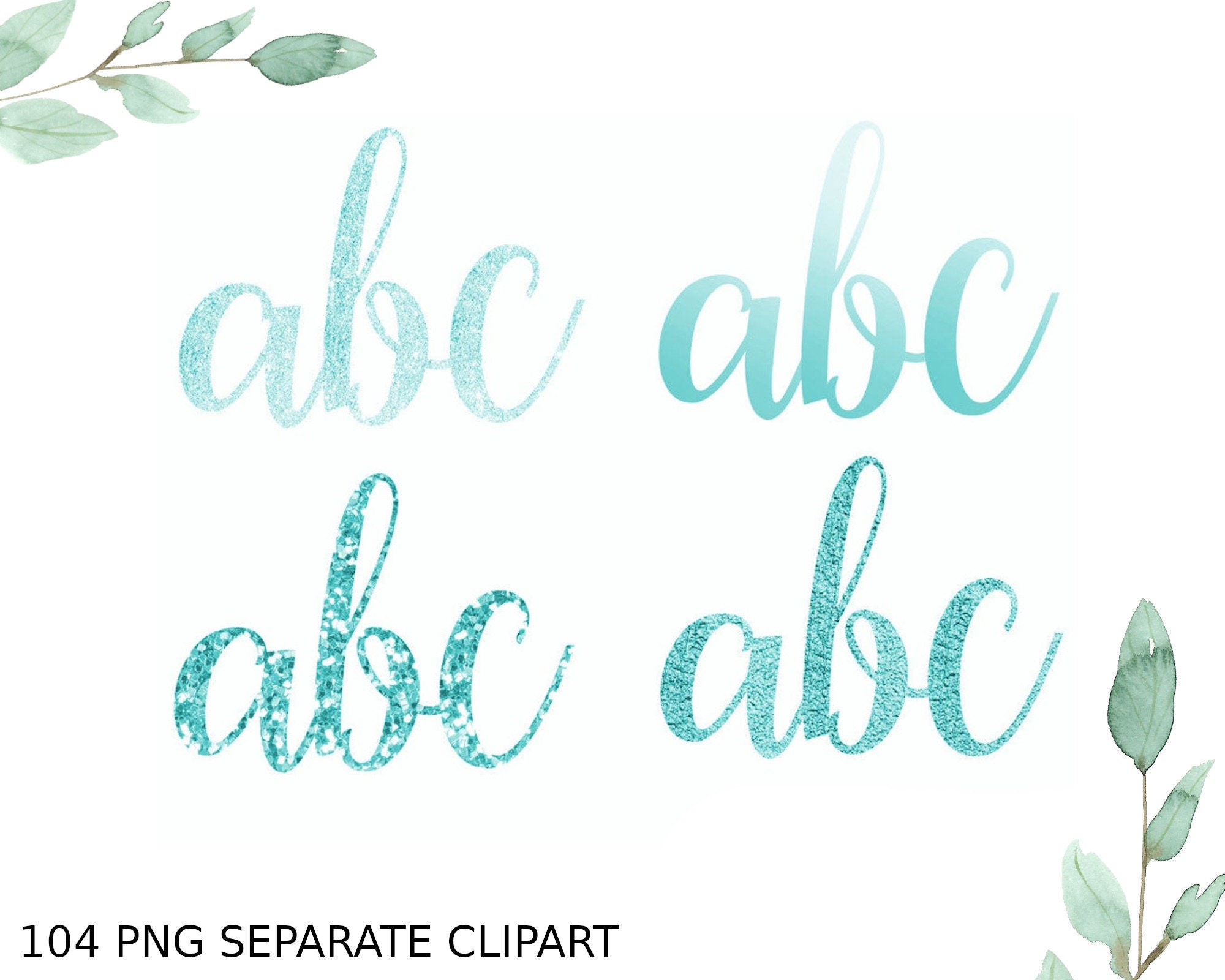 Alphabet Clip Art Glitter Foil Blue Alphabet Cards Download - Etsy