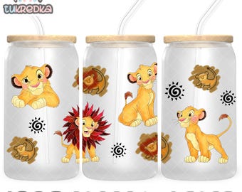 Lion King Simba Cup PNG File DIGITAL DOWNLOAD 16oz Glass Tumbler Design, 16oz Libby Cup Wrap