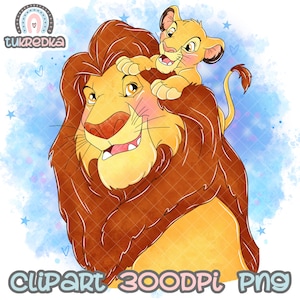 Imágenes prediseñadas PNG del rey león Simba Mufasa, imágenes prediseñadas PNG de sublimación de dibujos animados, imágenes prediseñadas PNG de sublimación de dibujos animados