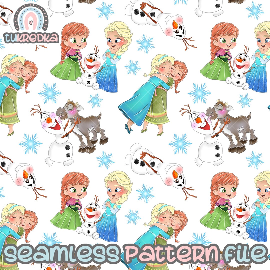 Baby Toddler Elsa and Anna Olaf Frozen Seamless Pattern, Digital Paper ...