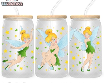 Tinkerbell Cup PNG File DIGITAL DOWNLOAD 16oz Glass Tumbler Design, 16oz Libby Cup Wrap