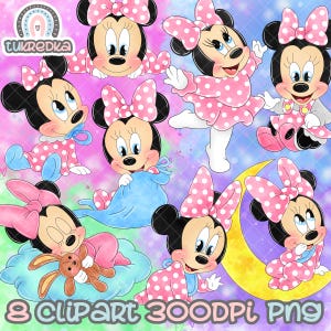 Set of Minnie Baby Toddler Clipart, PNG Clip art, Mickey Mouse and Friends Cartoon Sublimation PNG