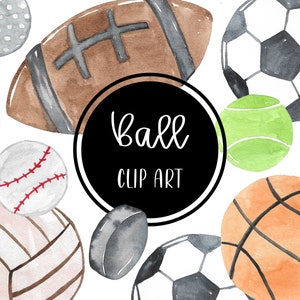 Sports Ball Clip art Watercolor Handpainted Digital Clipart Basketball Soccer Football Tennis Download Free Commercial Use PNG