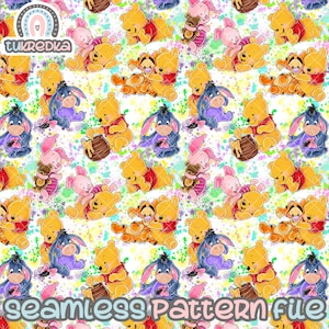 Winnie The Pooh Piglet Patrón sin costuras, Fondo de papel digital Descargar JPG