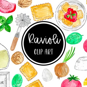 Ravioli acuarela pintado a mano Digital Clip art Clipart comida pasta tomate cebolla queso tarjetas de cocina Descargar uso comercial gratuito PNG