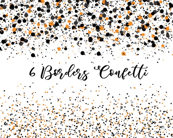 Digital Confetti Black Orange Border Confetti Clipart Confetti - Etsy
