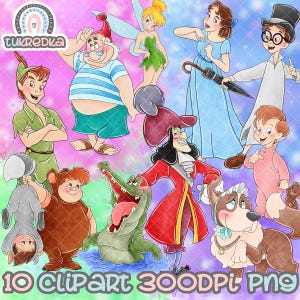 Satz von Peter Pan süße ClipArt PNG, Cartoon Clipart Sublimation PNG