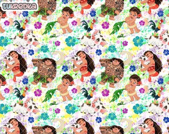 Prinzessin Moana Nahtloses Muster, Digitaler Papierhintergrund Download JPG