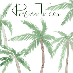 Palm Tree Watercolor Handpainted Digital Clipart Tropical | Etsy