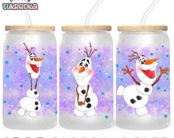 Tazza Olaf Snowman PNG File DOWNLOAD DIGITALE Design bicchiere in vetro da 16 once, involucro per tazza Libby da 16 once