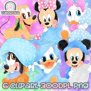 Set van Minnie Mickey Pluto Donald Daisy Goofy Baby Peuter Clipart, PNG Clip art, Mickey Mouse en Vrienden Cartoon Sublimatie PNG