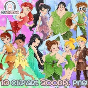 Set Tinkerbell ClipArt, PNG Clipart, Cartoon Peter Pan Sublimation PNG Tinkerbell ClipArt