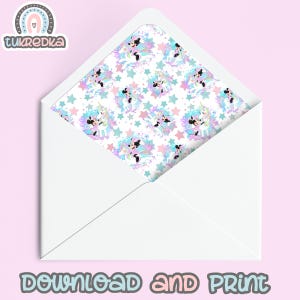Envelop Liner Minnie Mouse Eenhoorn, Mickey Mouse Kinderfeest Regenboog Envelop Liner Direct Downloaden M001