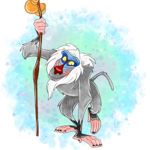 Lion King Rafiki Clip Art PNG, Cartoon Sublimation PNG Clipart, Cartoon ...