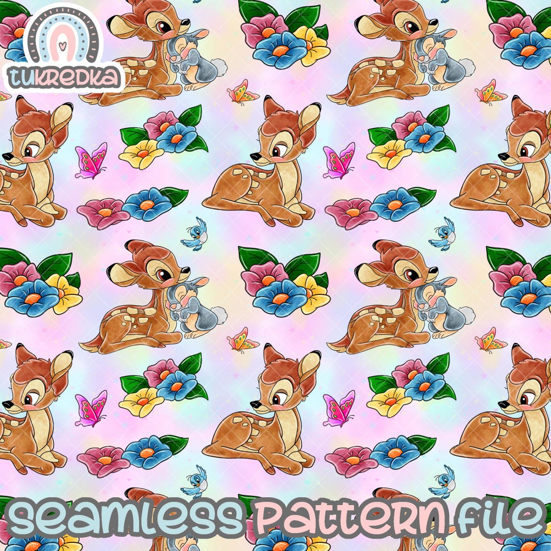 Bambi Thumper Seamless Pattern, Digital Paper Background Download JPG ...