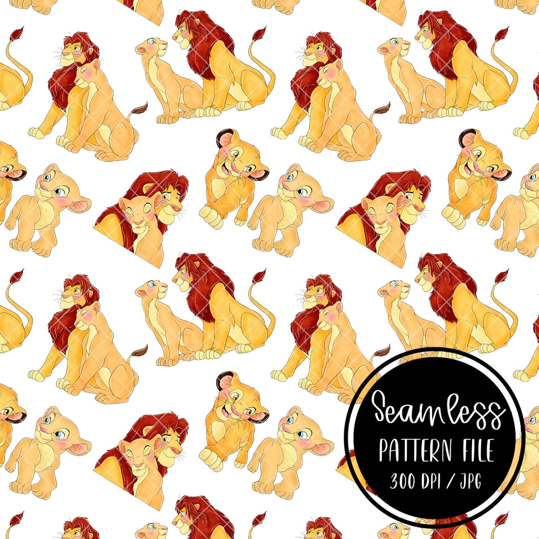 The Lion King Simba Seamless Pattern, Digital Paper Background Download ...