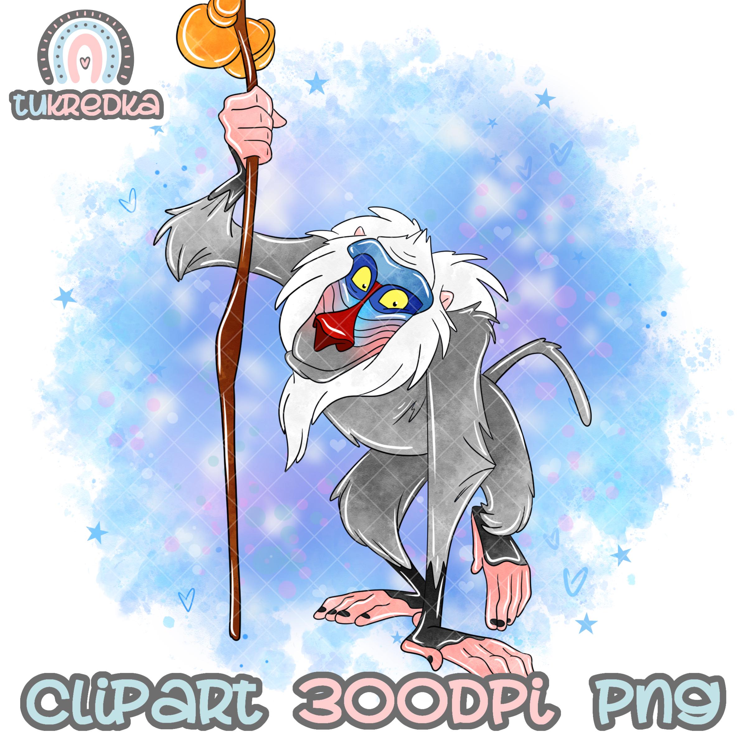 Lion King Rafiki Clip Art PNG, Cartoon Sublimation PNG Clipart, Cartoon ...
