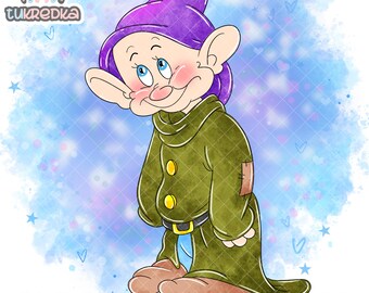 Dopey Princess Snow White Clip art PNG, Cartoon Clipart Sublimation PNG Digital DownloandCartoon Art for Scrapbooking & Crafts