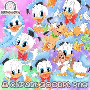 Set of Donald Duck Baby Toddler Clipart, PNG Clip art, Mickey Mouse and Friends Cartoon Sublimation PNG