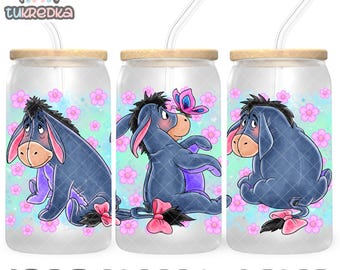 Winnie The Pooh Eeyore Cup PNG File DIGITAL DOWNLOAD 16oz Glass Tumbler Design, 16oz Libby Cup Wrap