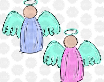 Angel Sublimation PNG Hand Drawn Christmas Clip Art