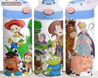 Archivo PNG de taza de Toy Story DESCARGA DIGITAL Diseño de vaso de 12 oz, envoltura de taza con tapa abatible de 12 oz