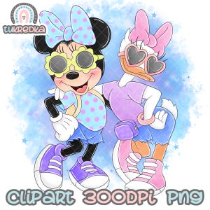 Minnie Mouse and Daisy Clipart, PNG Clip art, Mickey Mouse and Friends Cartoon Sublimation PNG