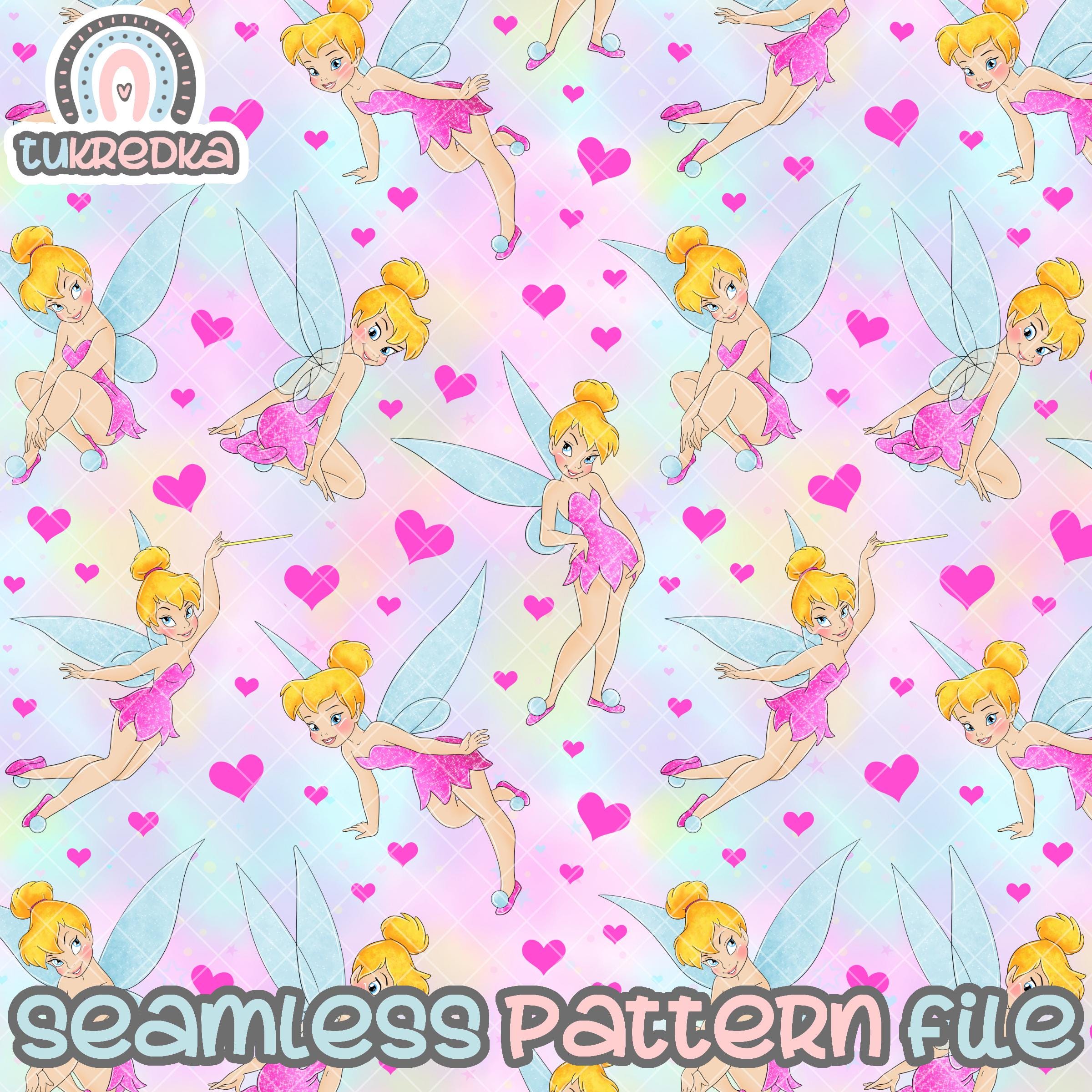 Tinkerbell Seamless Pattern, Digital Paper Background Download JPG - Etsy