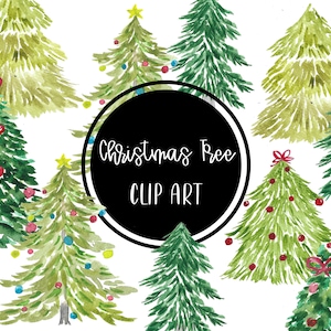 Albero di Natale Pino Abeti Clip art Acquerello dipinto a mano Digital Clipart Alberi Inverno Grafica floreale Scarica PNG gratuito per uso commerciale
