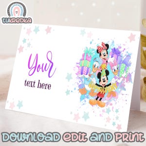Birthday Editable Food Tags Buffet Label Tent Minnie Mickey Mouse and Friends Birthday Party Kids Carte Instant Download M002