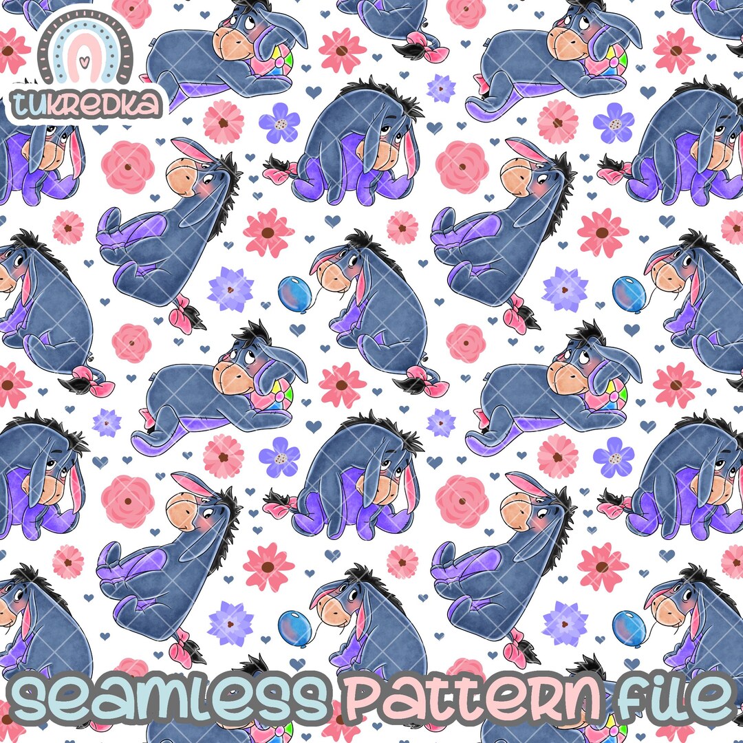 Winnie the Pooh Eeyore Seamless Pattern, Digital Paper Background