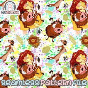 Padrão sem emenda do Rei Leão Simba Pumba Timon, fundo de papel digital Baixar JPG