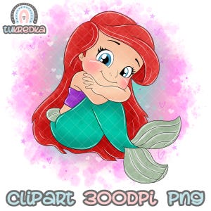 Clip art della principessa Ariel del bambino, clip art della sirenetta PNG, sublimazione dei cartoni animati PNG