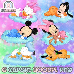 Baby Toddler Mickey, Minnie, Donald, Daisy, Goofy, Pluto Clipart, PNG Clip art, Cartoon Sublimation PNG