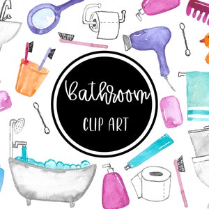 Badkamer illustraties aquarel handbeschilderd digitale clipart badhygiëne clip art downloaden gratis commercieel gebruik PNG
