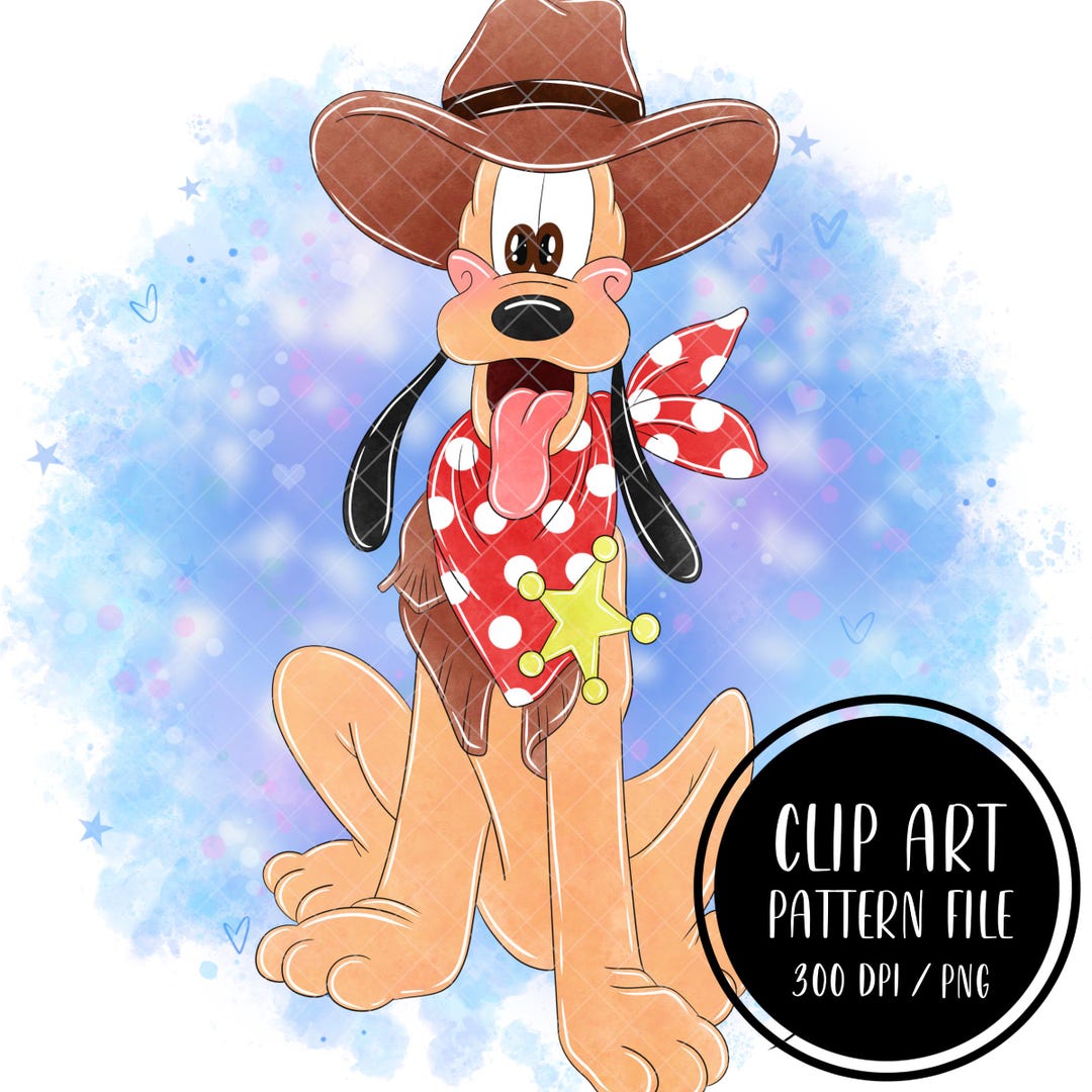 Pluto Cowboy Clipart PNG Clip Art Cartoon Sublimation PNG Etsy