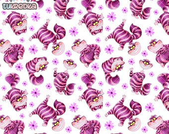 Alice In Wonderland The Cheshire Cat Seamless Pattern, Digital Paper Background Download JPG