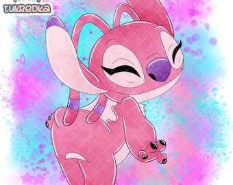 Stitch Angel Cute Clip art PNG, Cartoon Clipart Sublimation PNG