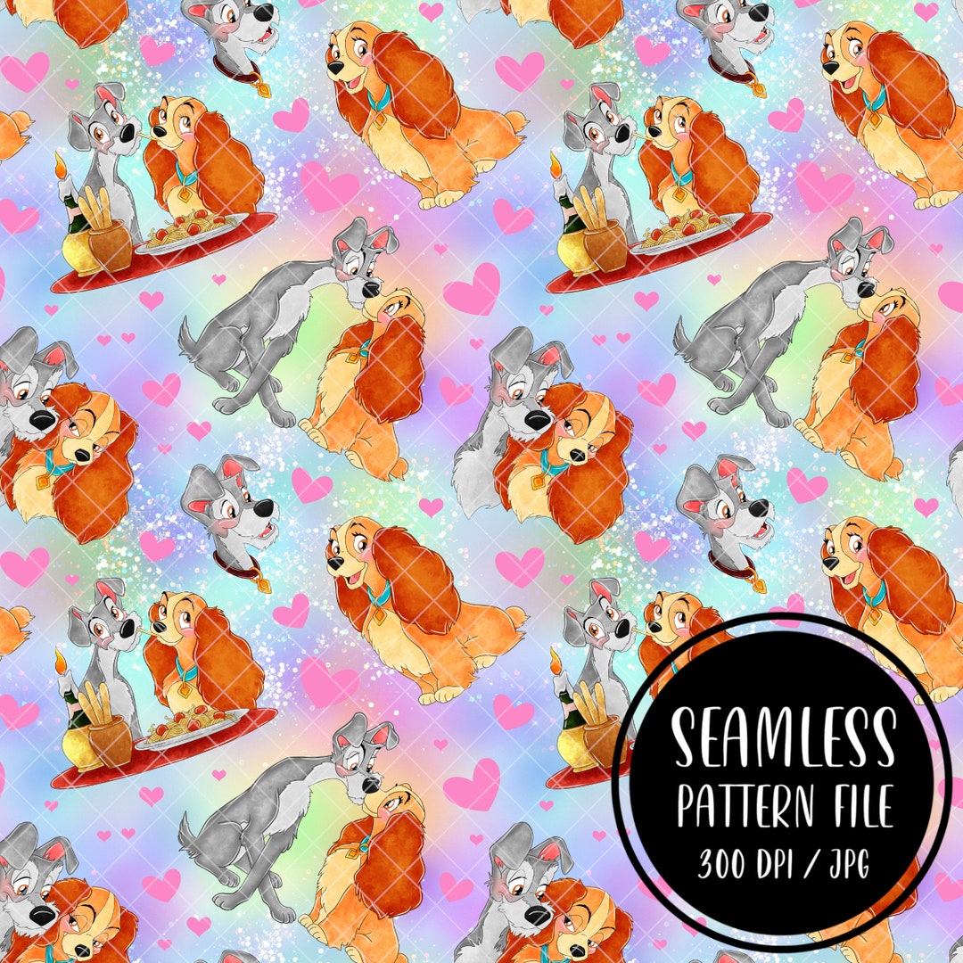 Lady and the Tramp Seamless Pattern, Digital Paper Background Download ...