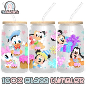 Mickey Minnie Mouse Baby Cup PNG File DIGITAL DOWNLOAD 16oz Glass Tumbler Design, 16oz Libby Cup Wrap