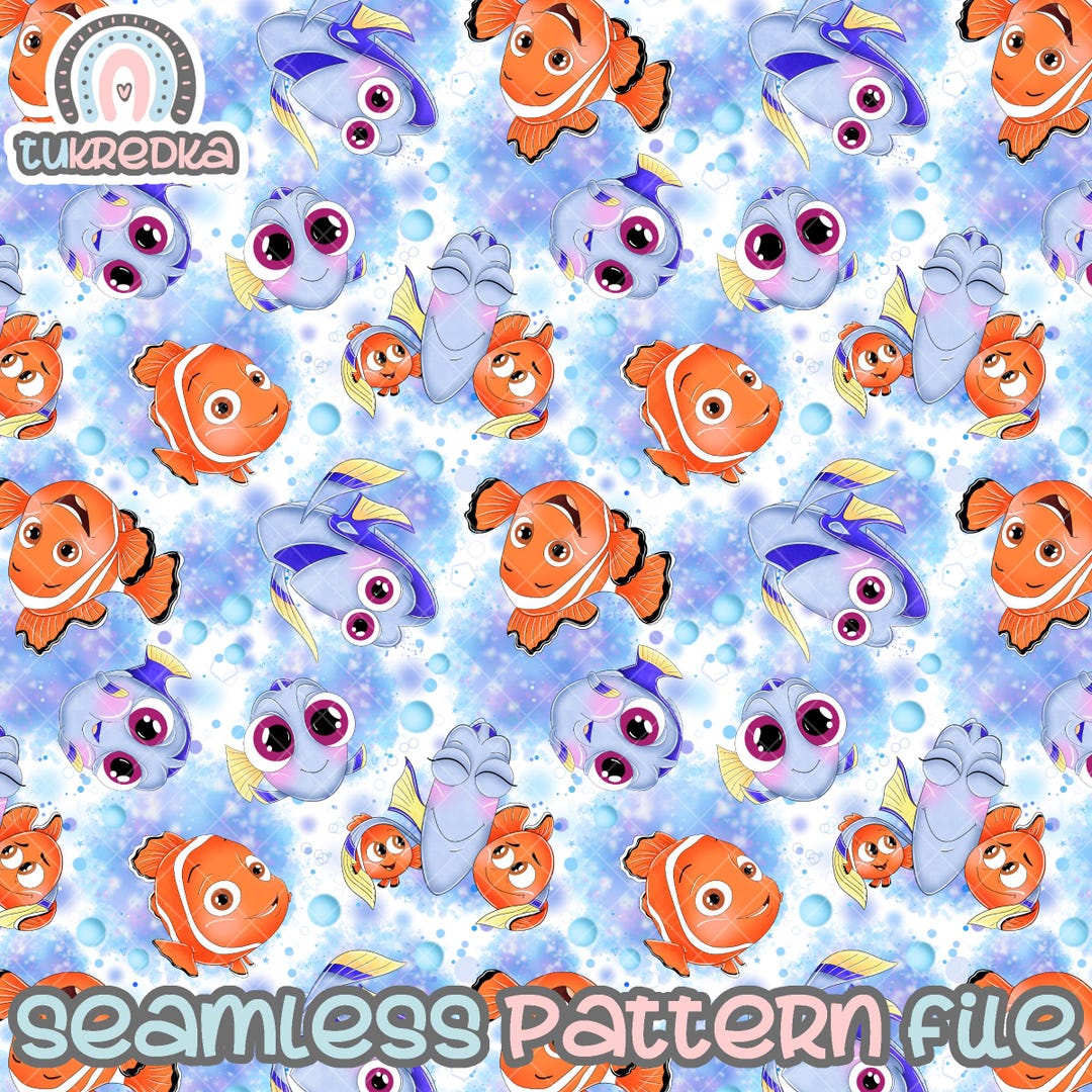 Finding Nemo Dory Seamless Pattern, Digital Paper Background Download ...