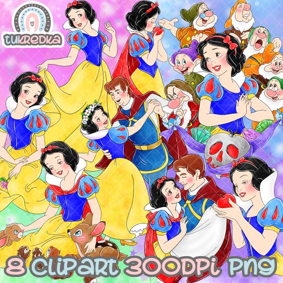 白雪姫と七人の小人のイラストセット（PNG）、漫画イラスト昇華PNG