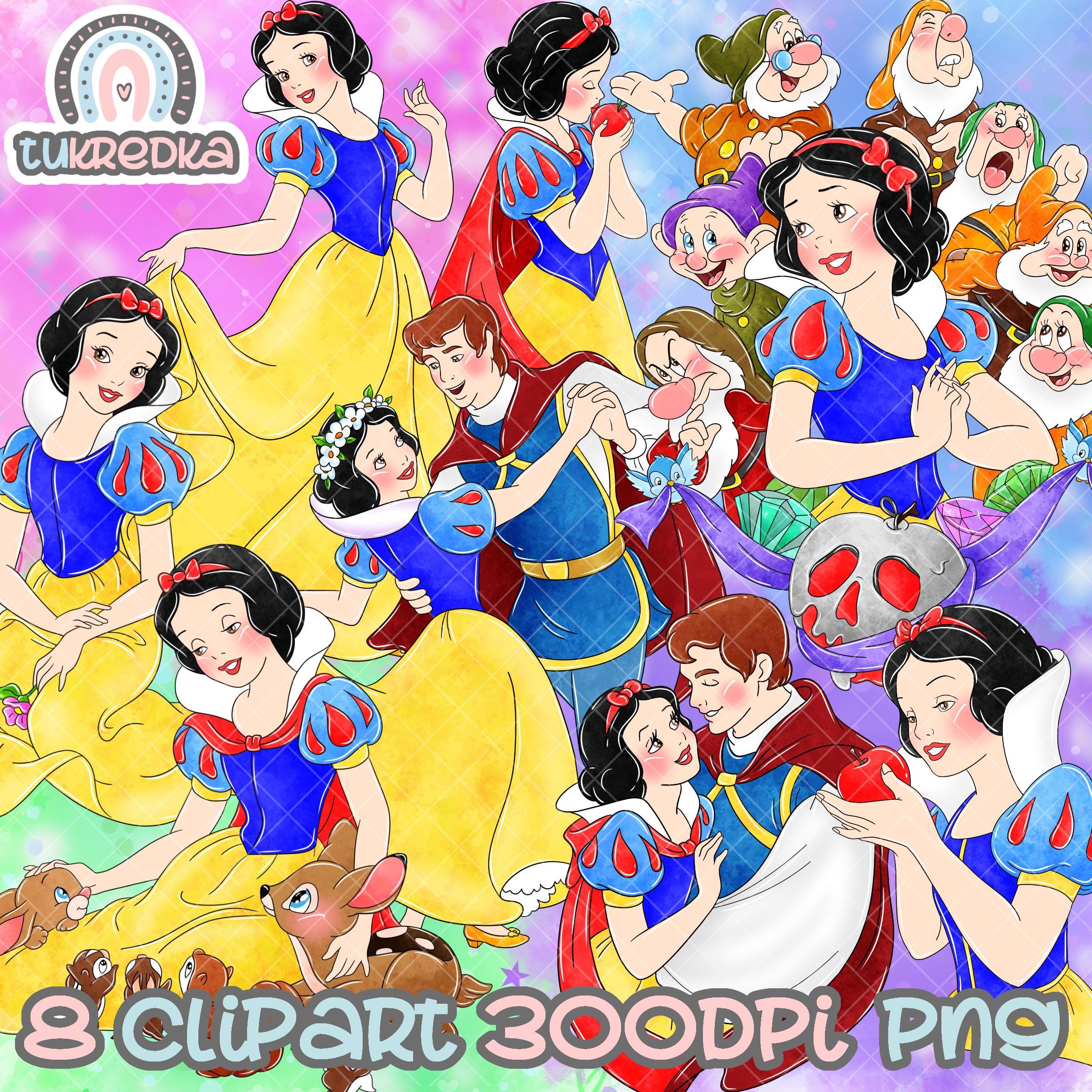白雪姫と七人の小人のイラストセット（PNG）、漫画イラスト昇華PNG