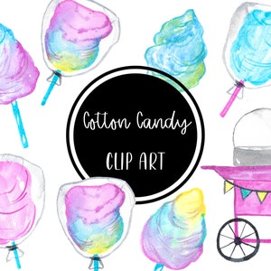 Algodão Doce Pintado à Mão Digital Clip art Clipart Comida Sobremesa Cartões Baixar Grátis Uso Comercial PNG