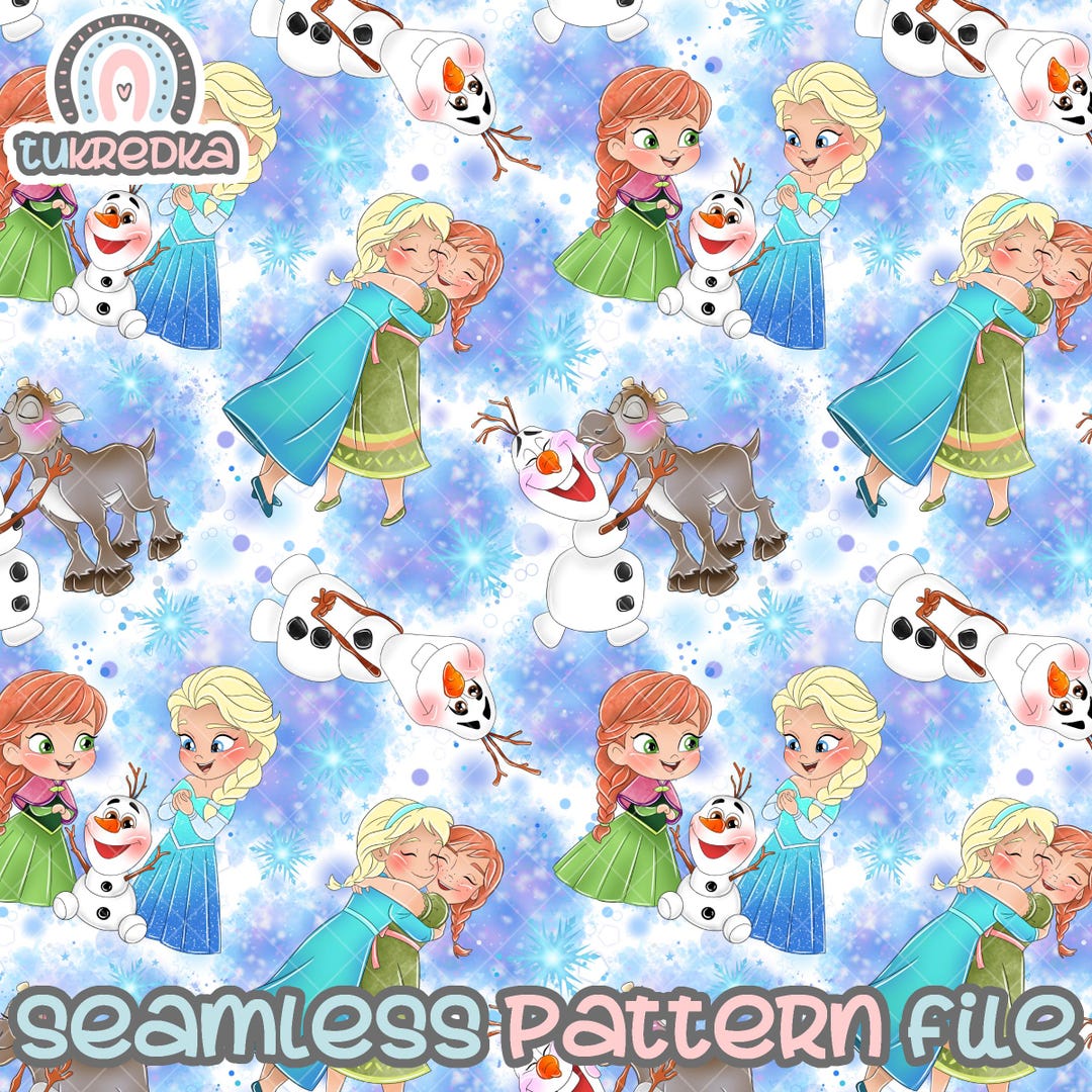 Baby Toddler Elsa and Anna Olaf Frozen Seamless Pattern, Digital Paper ...