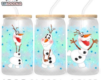 Tazza Olaf Snowman PNG File DOWNLOAD DIGITALE Design bicchiere in vetro da 16 once, involucro per tazza Libby da 16 once