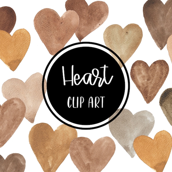 Heart Brown Clip art Watercolor Handpainted Digital Clipart Valentine's Day Cards Download Free Commercial Use PNG