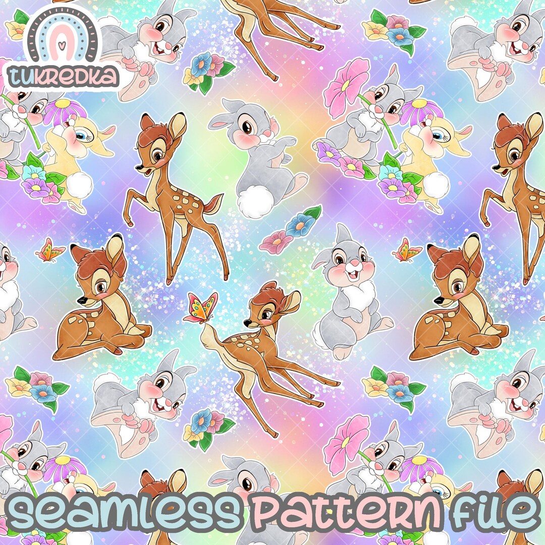 Bambi Thumper Seamless Pattern, Digital Paper Background Download JPG ...