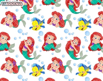 Baby Toddler Princess Ariel Seamless Pattern, Digital Paper Background Download JPG